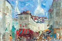«Монмартр. Улица, ведущая к Сакре-Кёр»,   16.2х11, карт. м., 2001 г.
