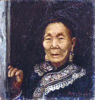 Портрет  бабушки. (Нанайка). Оргалит, масло, 1977.  Дальневосточный художественный музей